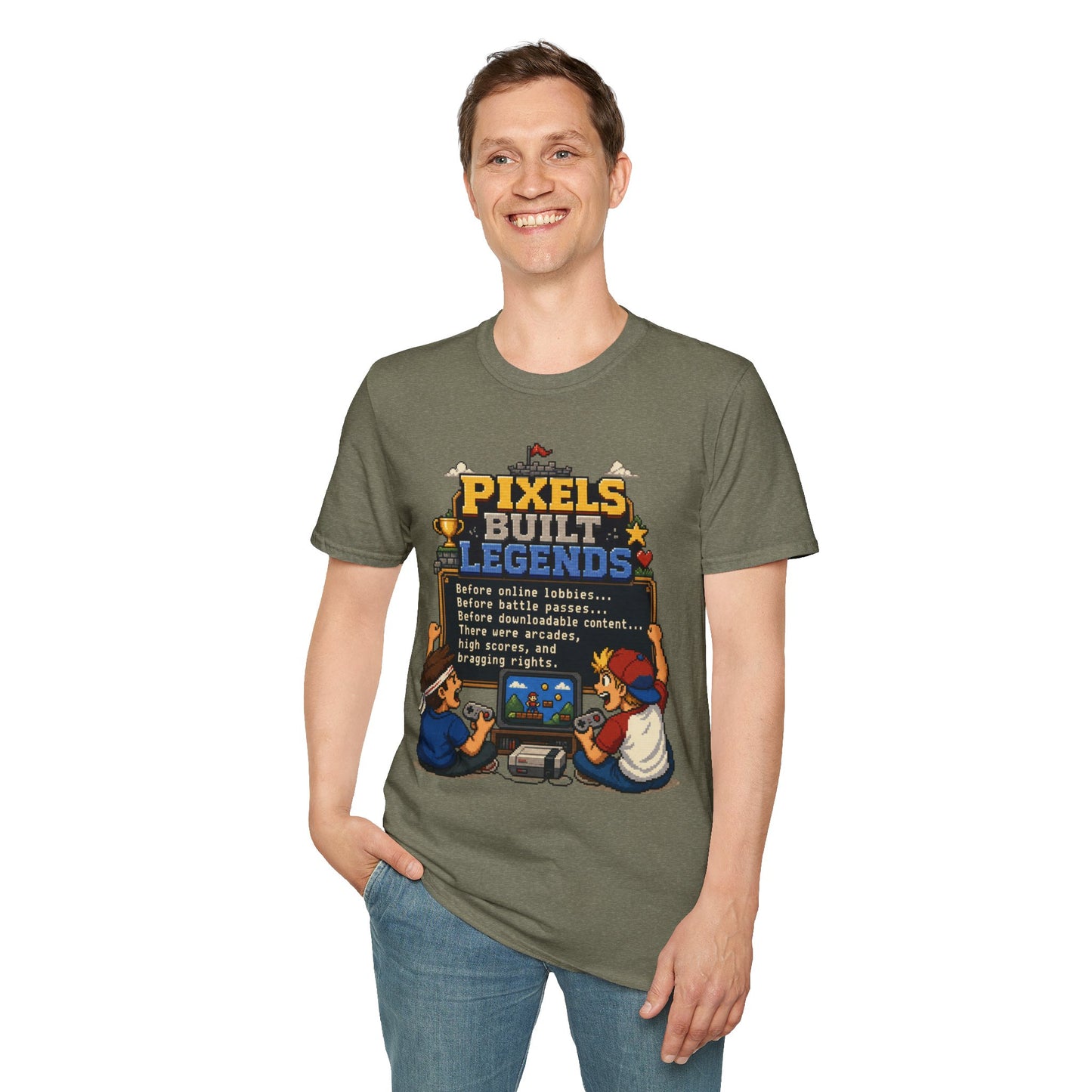Pixels Built Legends T‑Shirt — Retro Gaming Nostalgia Tee