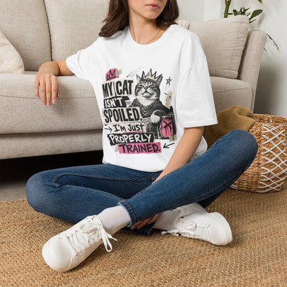 Cat T-Shirt — “My Cat Isn’t Spoiled, I’m Just Properly Trained” Graphic Tee