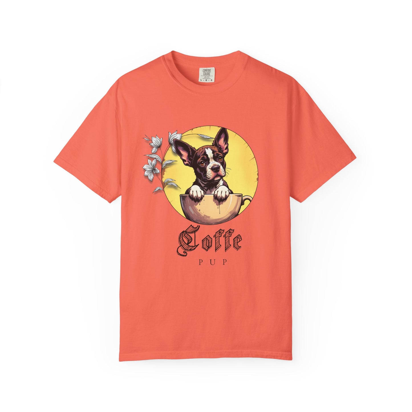Coffee Pup Unisex Garment-Dyed T-shirt - Cute Dog Lovers Tee