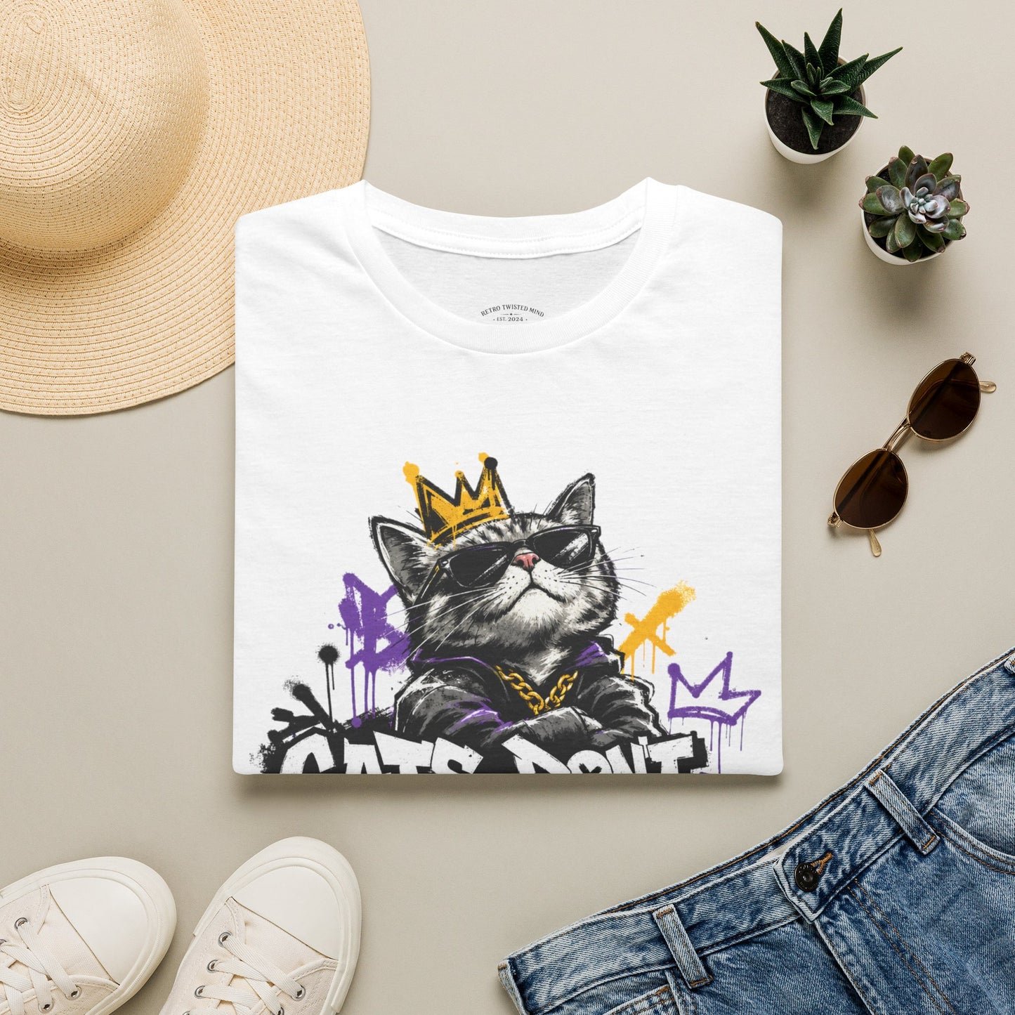 Cat Graphic Tee — "Cats Don't Have Owners They Have Staff"