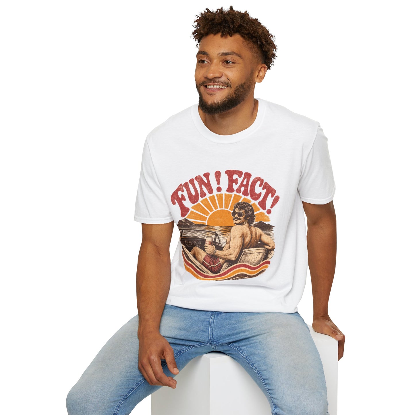 Retro 'FUN! FACT!' Surf Tee — Vintage Sunset Beach Graphic T-Shirt