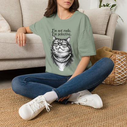Cat Graphic T‑Shirt — "I'm Not Rude, I'm Selective" Funny Cat Tee