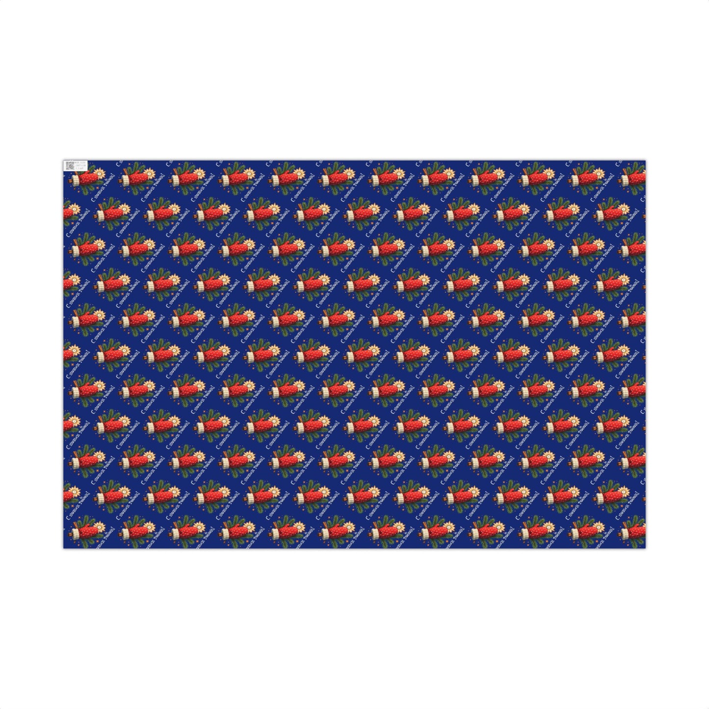 Christmas Cornucopia Gift Wrap Paper – Festive Blue Holiday Wrapping