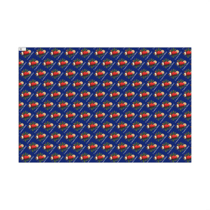 Christmas Cornucopia Gift Wrap Paper – Festive Blue Holiday Wrapping