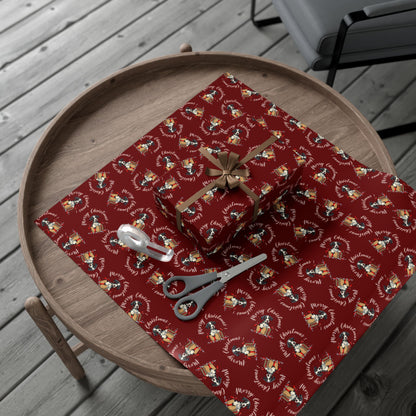 Christmas Dog Pattern Gift Wrap Paper — Festive Red Wrapping Sheets