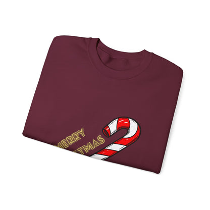 Christmas Candy Cane Crewneck Sweatshirt — "Merry Christmas" Holiday Sweater
