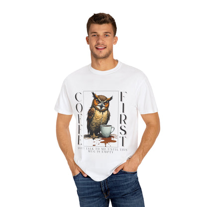 Coffee First Owl Graphic T-Shirt
