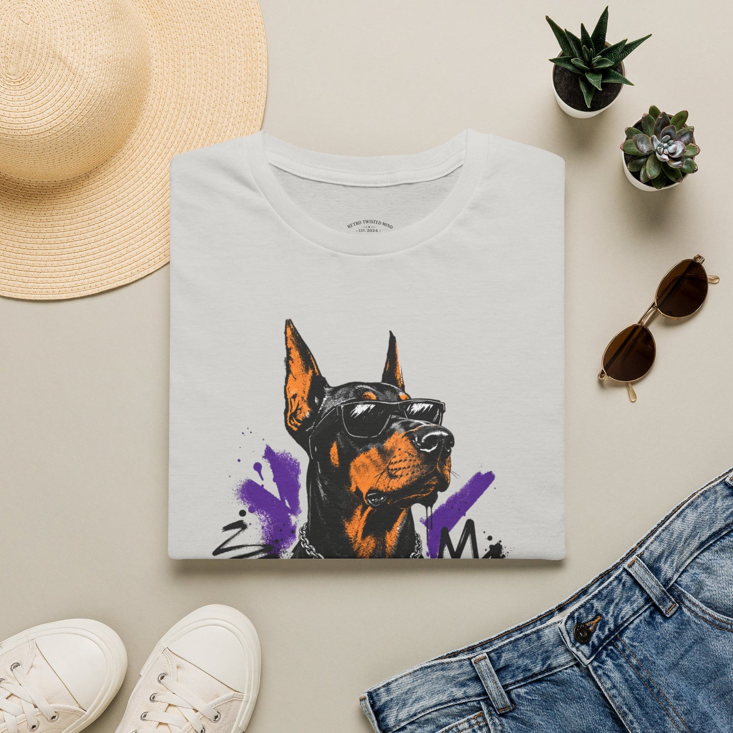 Doberman Graphic Tee — 'No, Thank You' Street Art T-Shirt