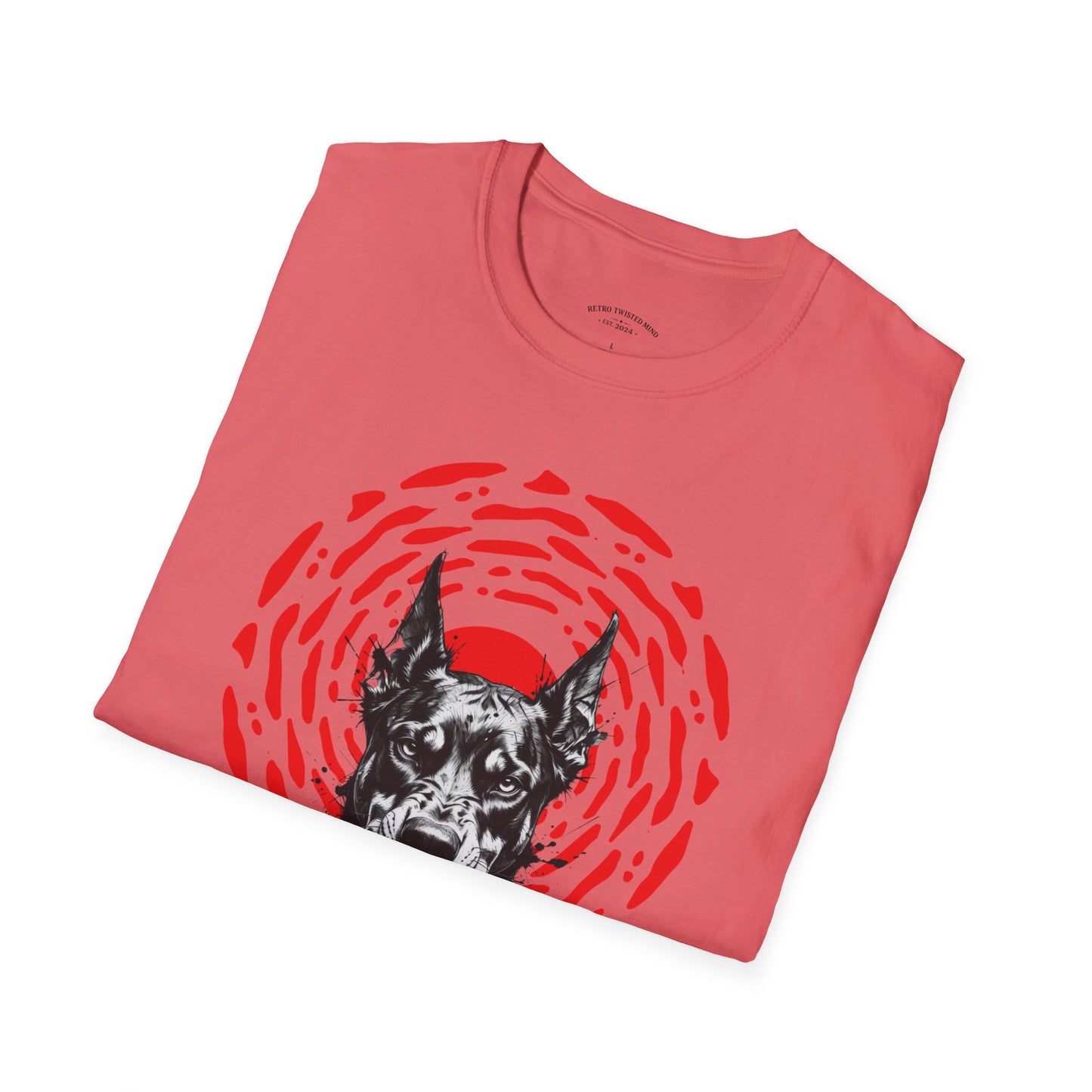 Doberman Graphic T-Shirt — Red Halo 'Bandit' Design