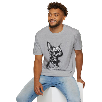 Chihuahua Portrait T‑Shirt — "I'm Not Here, That's an Illusion"