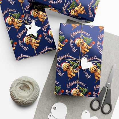 Wrapping Paper — Cute Golden Retriever Christmas Gift Wrap