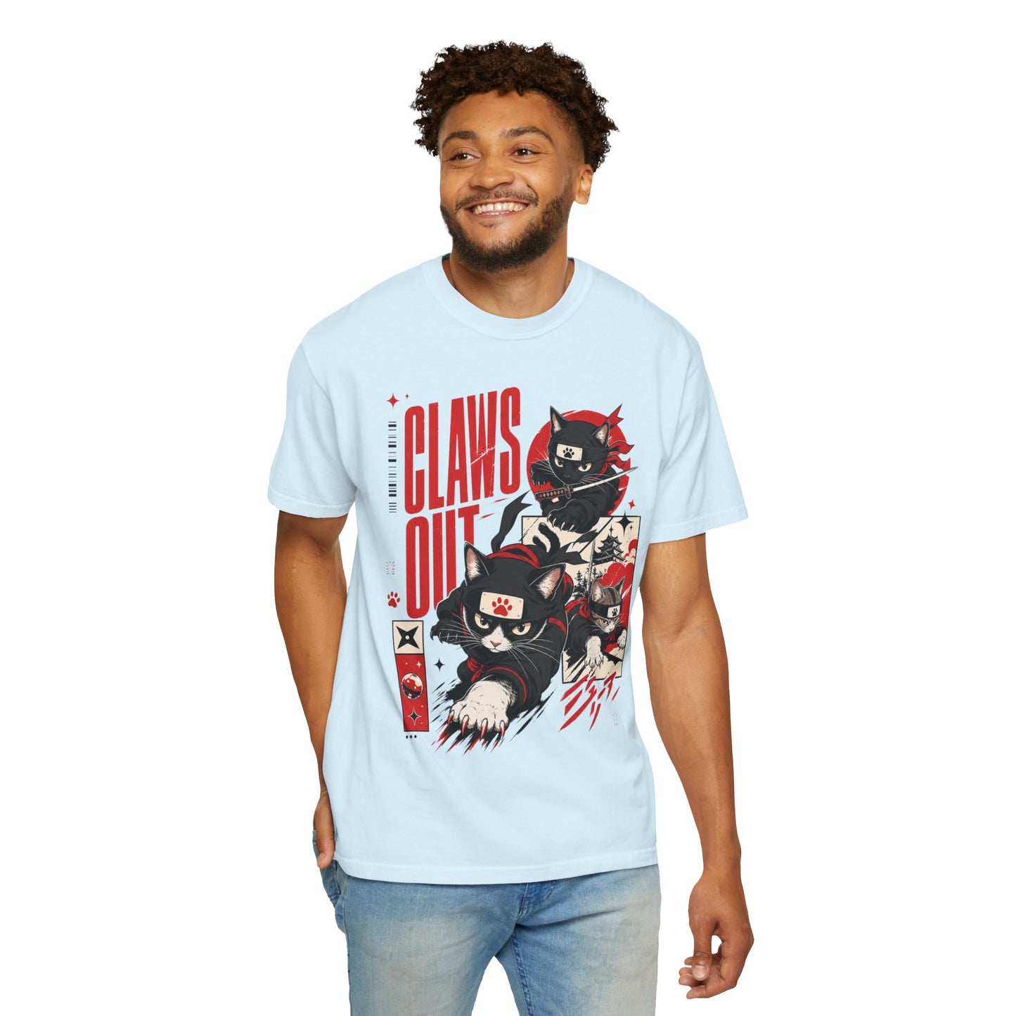 Claws Out Cat Graphic T-Shirt — Retro Ninja Kitties Tee