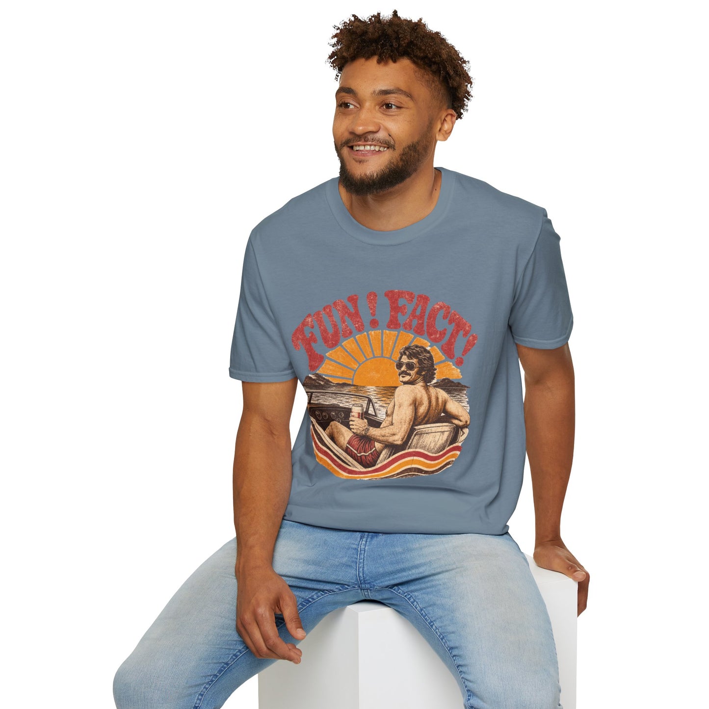 Retro 'FUN! FACT!' Surf Tee — Vintage Sunset Beach Graphic T-Shirt