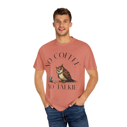 No Coffee No Talkie T-Shirt — Funny Owl Coffee Tee