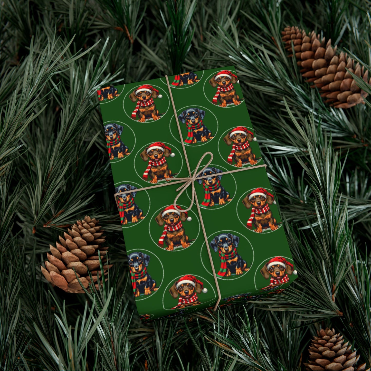 Christmas Dachshund Gift Wrap Paper — Cute Sausage Dog Holiday Wrapping Sheets