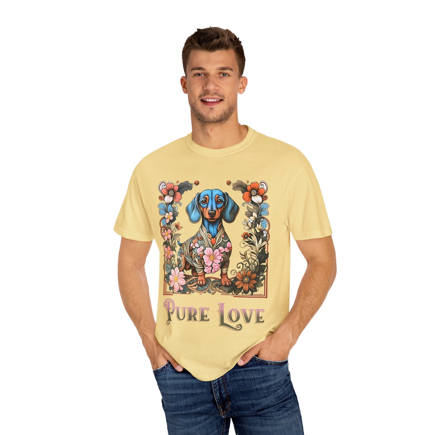 Pure Love Dachshund T-Shirt - Unisex Garment-Dyed Tee