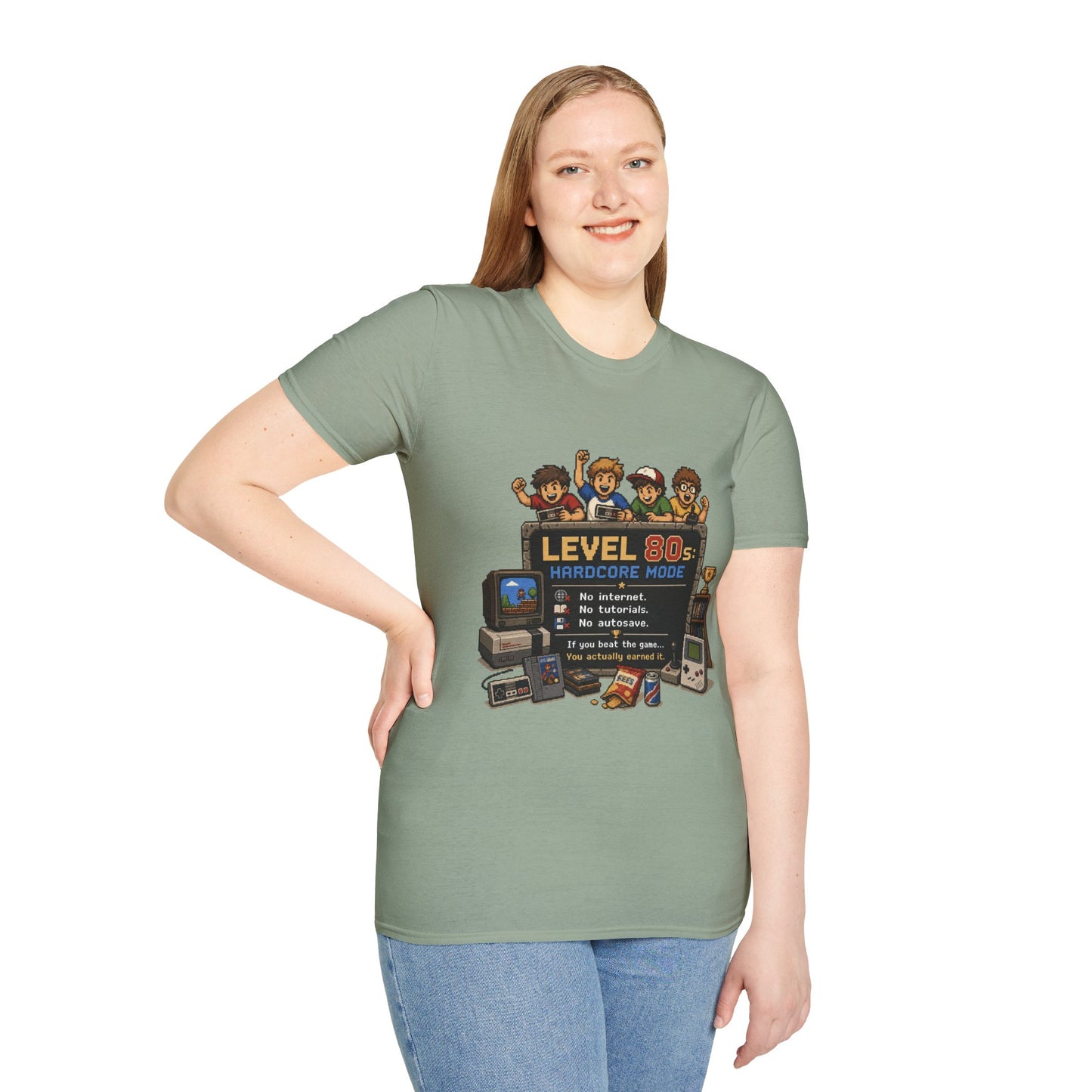 80s Level Up T-Shirt — 'Level 80s: Hardcore Mode' Retro Gaming Tee