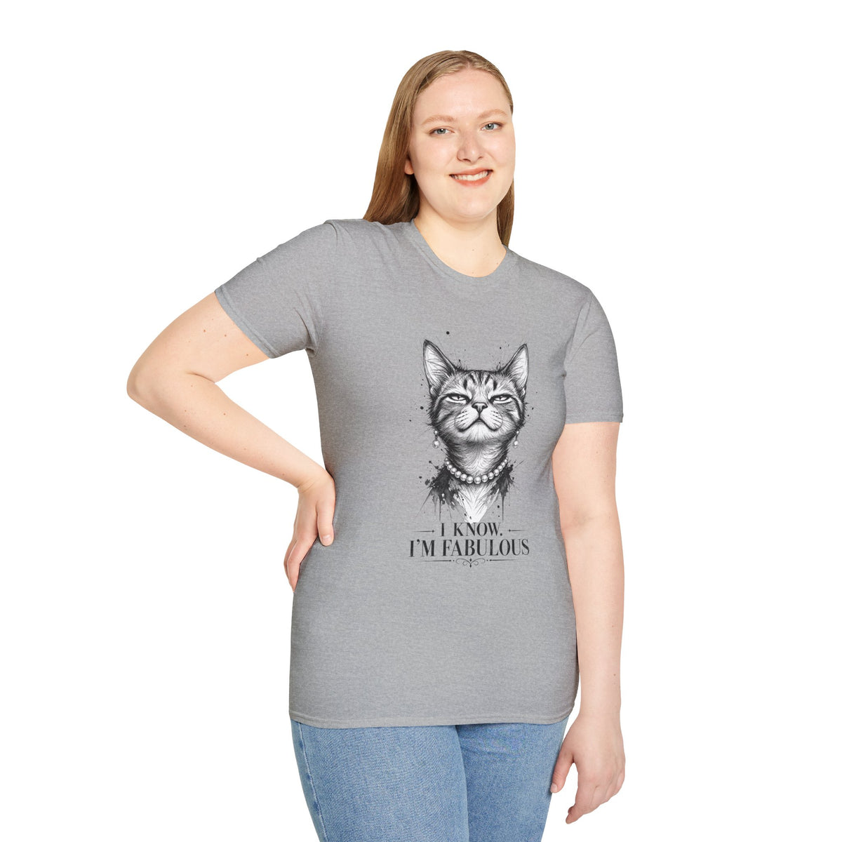 Cat T-Shirt — 'I Know I’m Fabulous' Cute Smiling Cat Graphic Tee