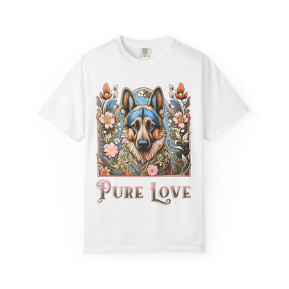 Pure Love German Shepherd T-Shirt – Unisex Garment-Dyed Tee for Dog Lovers