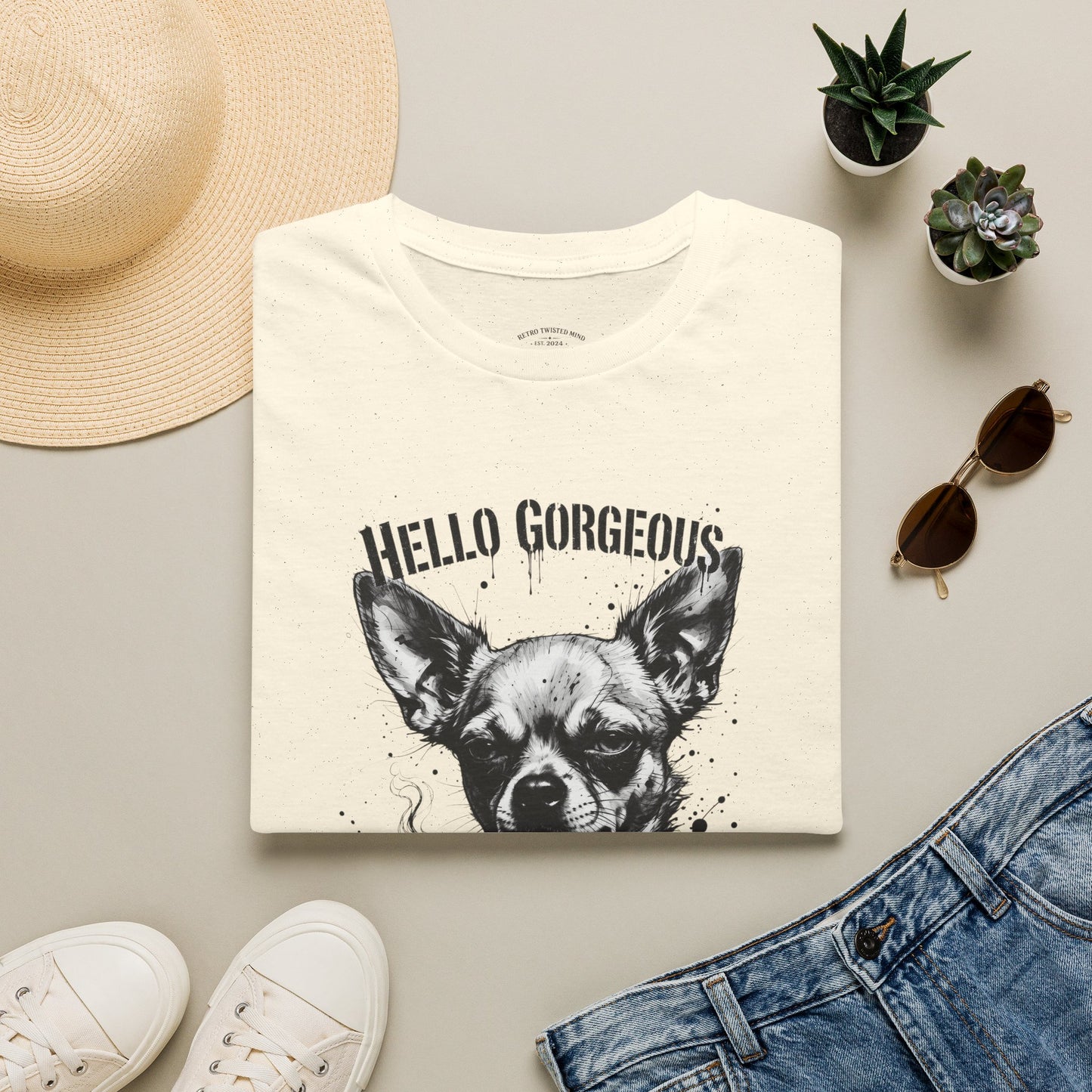 Chihuahua 'Hello Gorgeous' Tee - Cute Dog Graphic T-Shirt