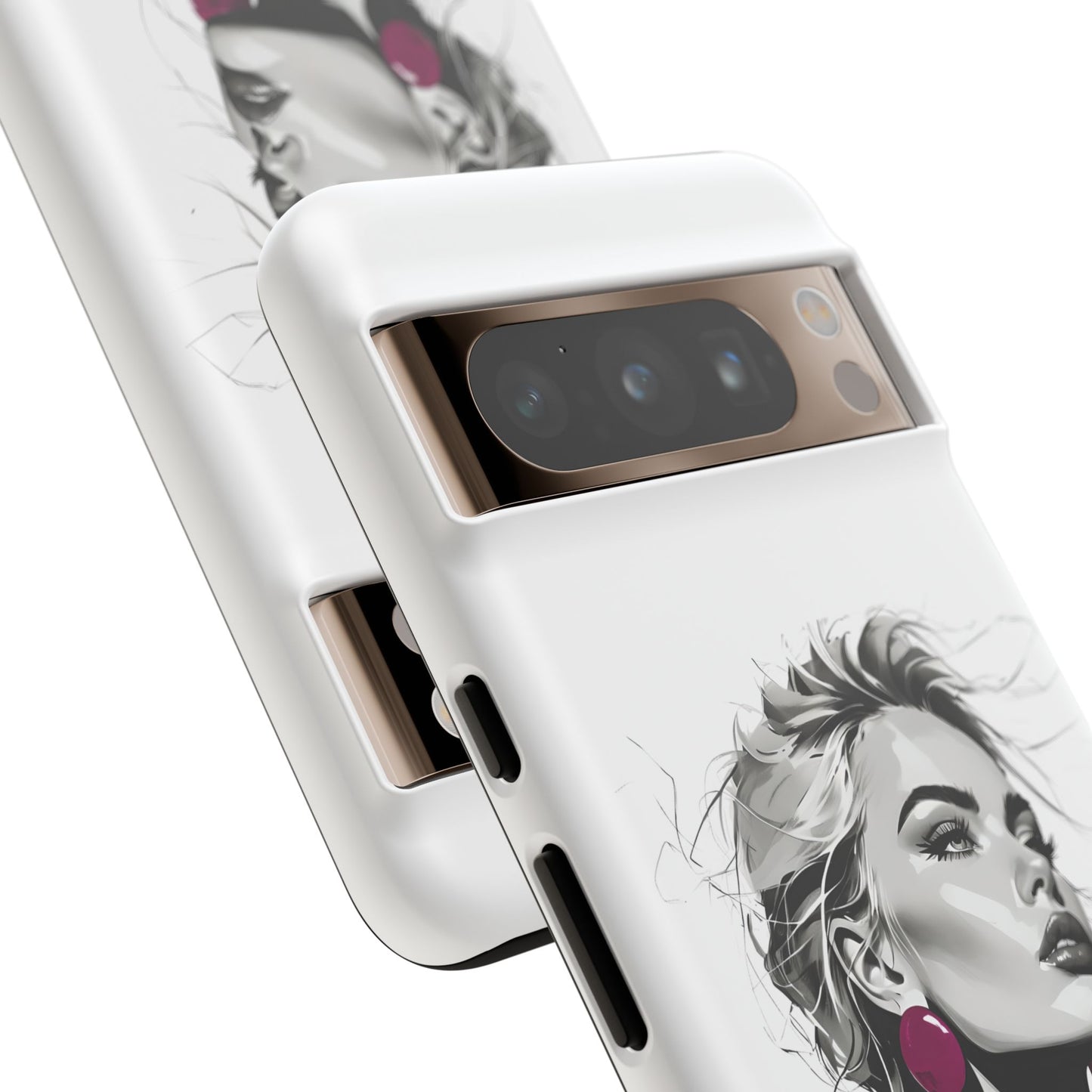 Phone Case — Chic Portrait with Pink Earrings (Stylish Protective Tough Case)