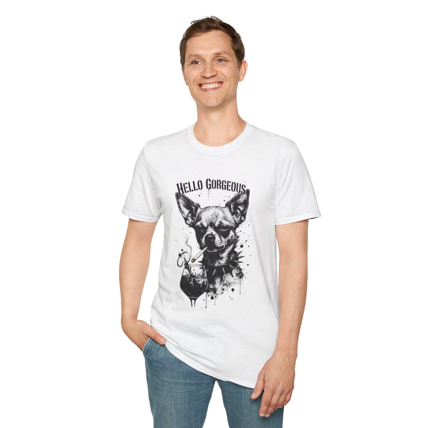 Chihuahua 'Hello Gorgeous' Tee - Cute Dog Graphic T-Shirt