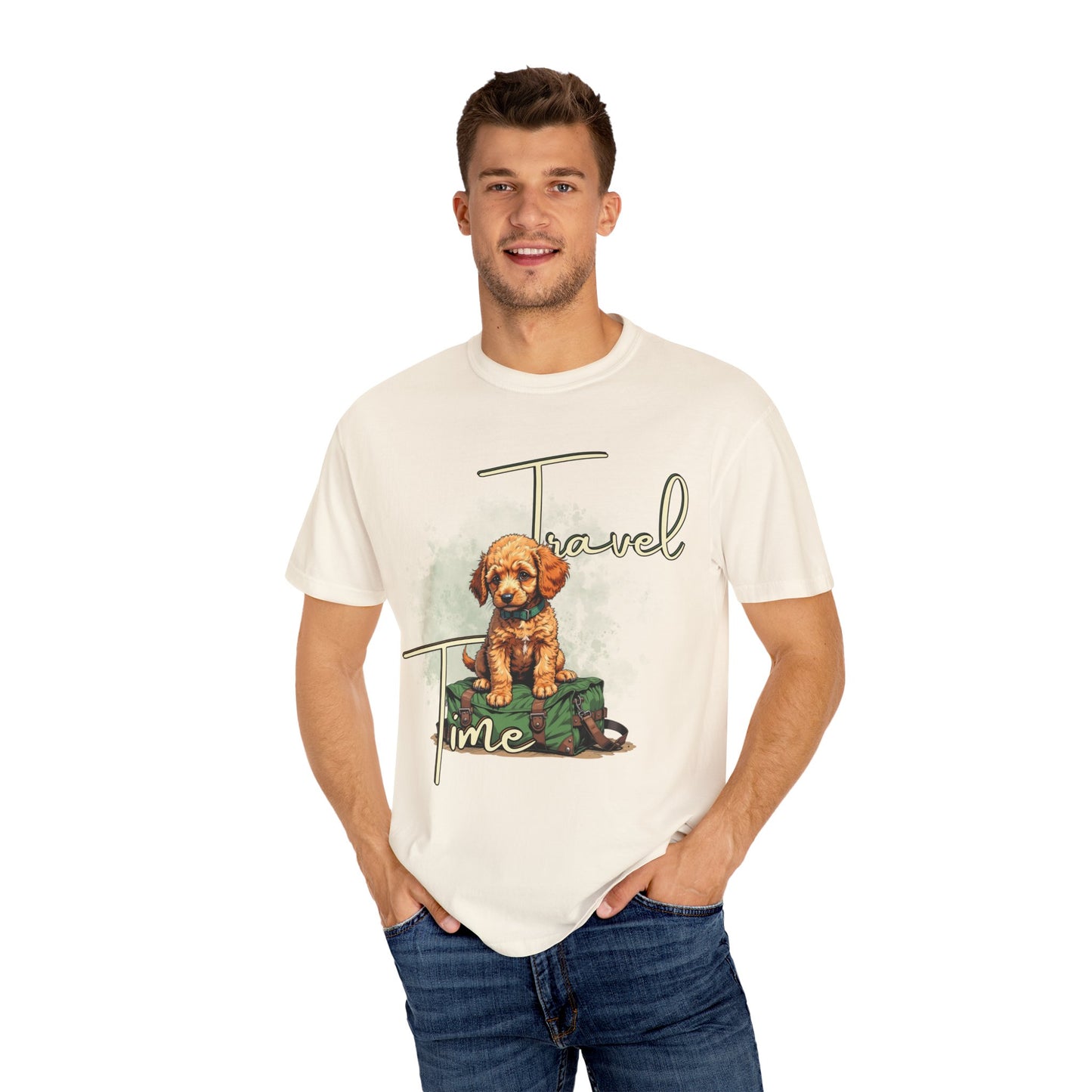 Travel Time Unisex T-Shirt - Perfect for Dog Lovers, Casual Wear, Traveling, Gift for Pet Owners, Adventure Apparel