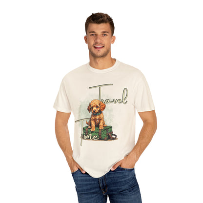 Travel Time Unisex T-Shirt - Perfect for Dog Lovers, Casual Wear, Traveling, Gift for Pet Owners, Adventure Apparel