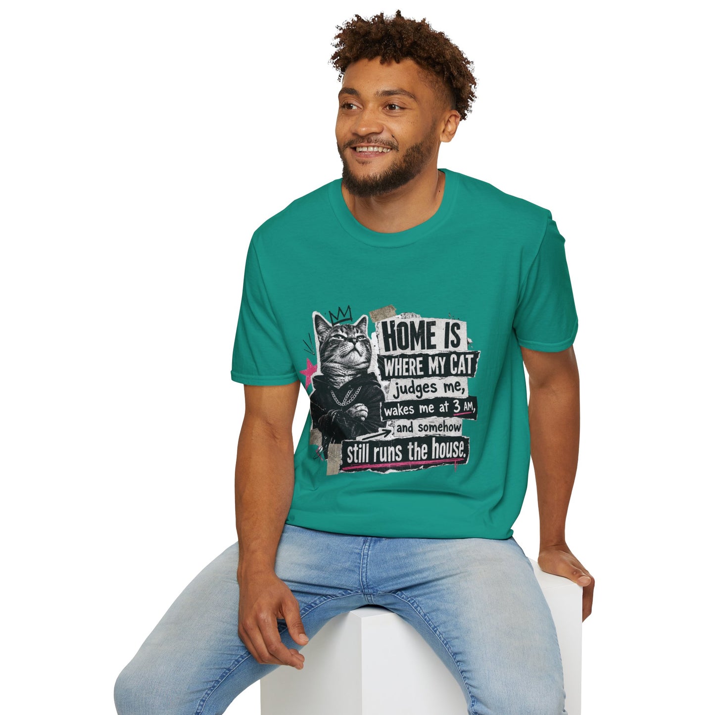 Cat T-Shirt — "Home Is Where My Cat Judges Me" Funny Graphic Tee