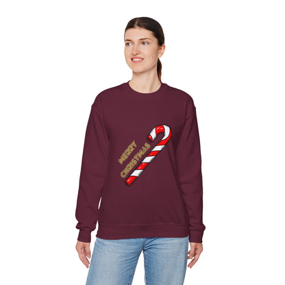 Christmas Candy Cane Crewneck Sweatshirt — "Merry Christmas" Holiday Sweater