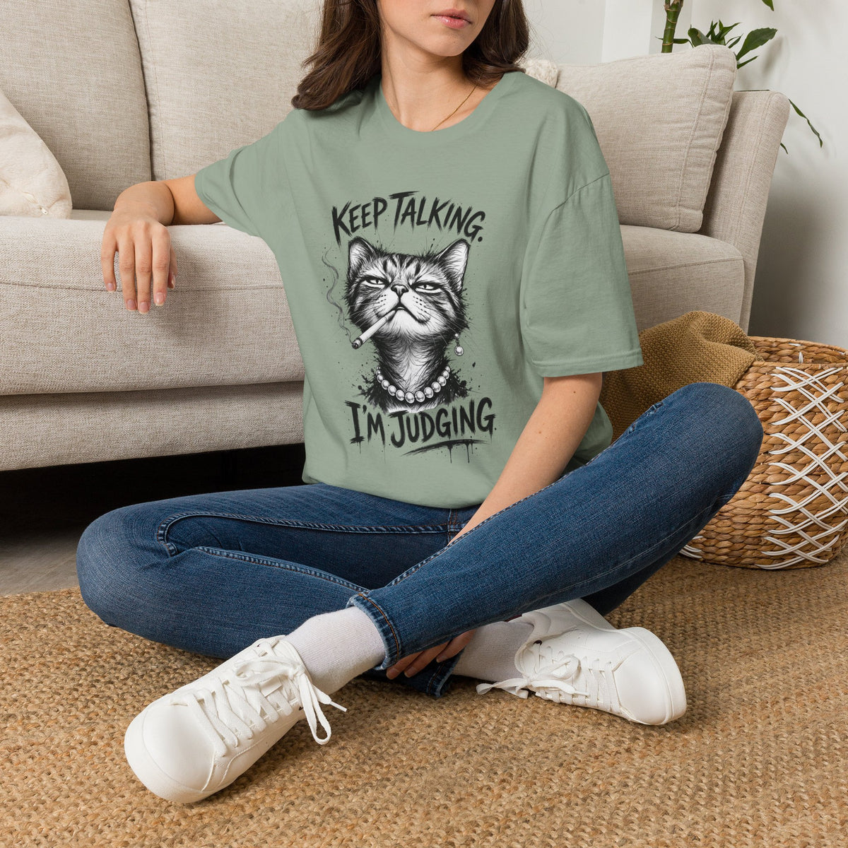 Keep Talking, I'm Judging Cat T-Shirt — Funny Grumpy Cat Graphic Tee