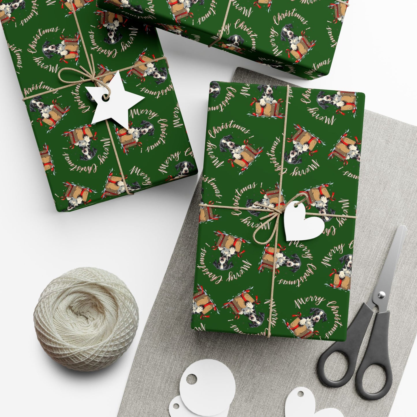 Christmas Dog Wreath Gift Wrap Paper