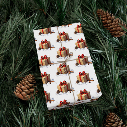 Wrapping Paper — Festive Gift Stack Pattern with Red Bows