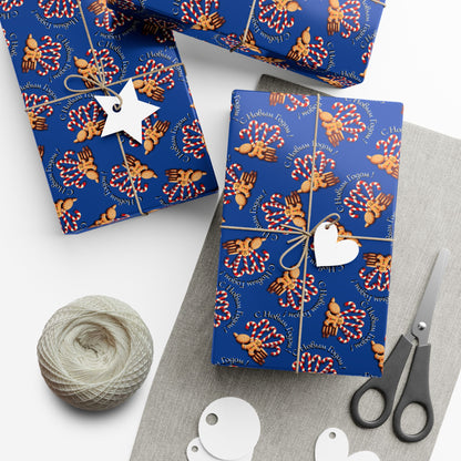 Firework Pattern Gift Wrap Paper — Festive Blue Wrapping Sheets for Celebrations