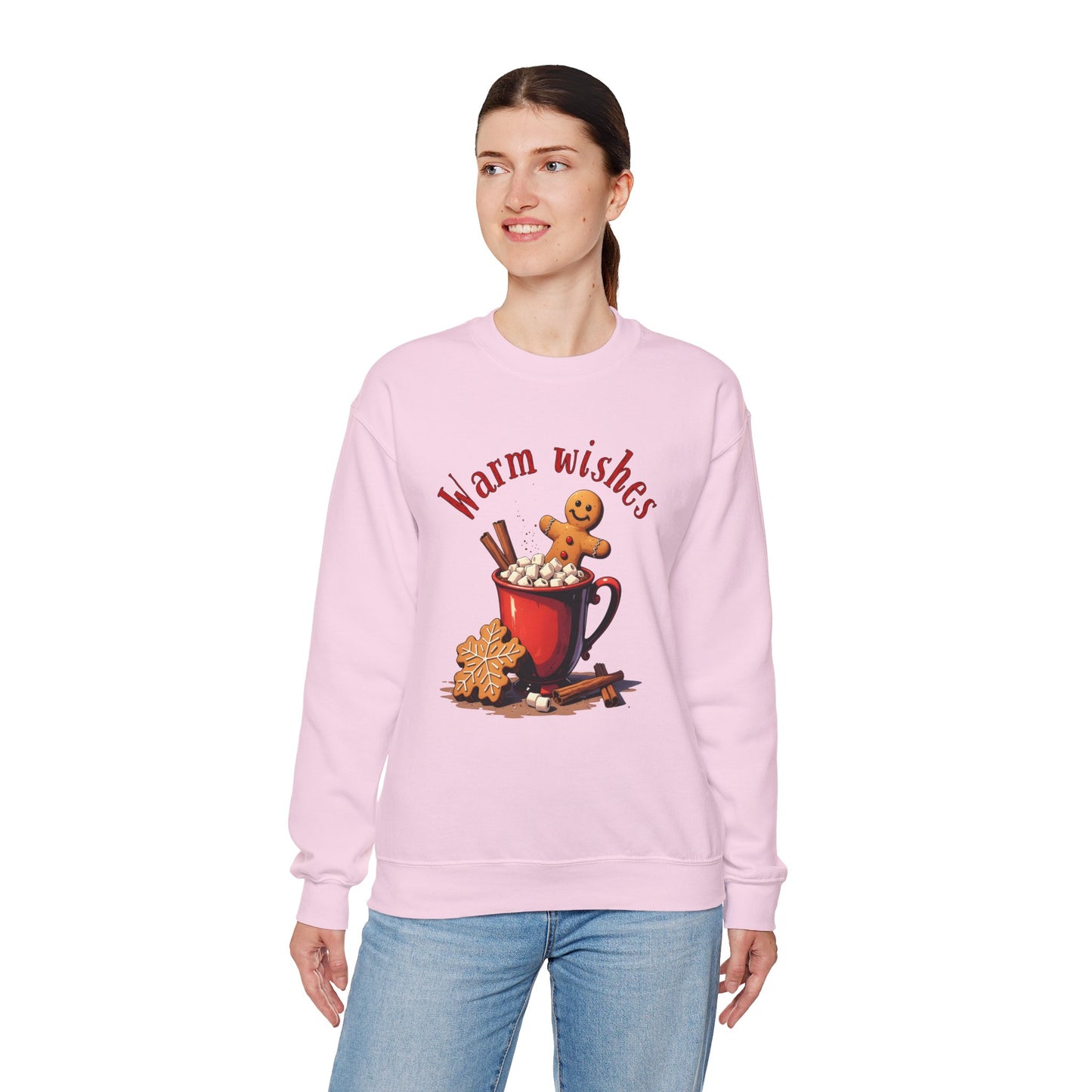 Crewneck Sweatshirt — "Warm Wishes" Hot Cocoa & Gingerbread Holiday Design
