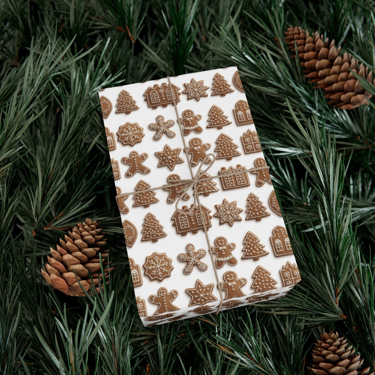 Gingerbread Pattern Gift Wrap Paper — Holiday Wrapping Sheets (Christmas Cookie Design)