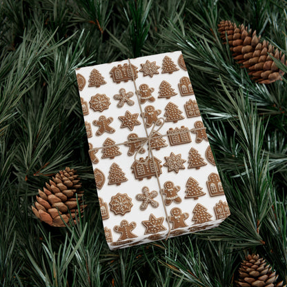 Gingerbread Pattern Gift Wrap Paper — Holiday Wrapping Sheets (Christmas Cookie Design)