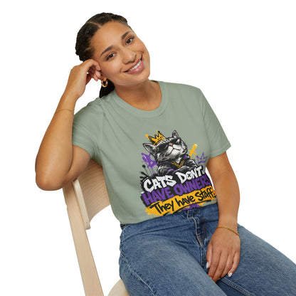 Cat Graphic Tee — "Cats Don't Have Owners They Have Staff"