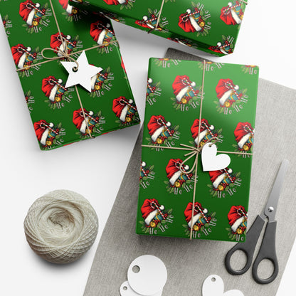 Christmas Santa Wreath Gift Wrap Paper — Festive Green Holiday Wrapping Sheets