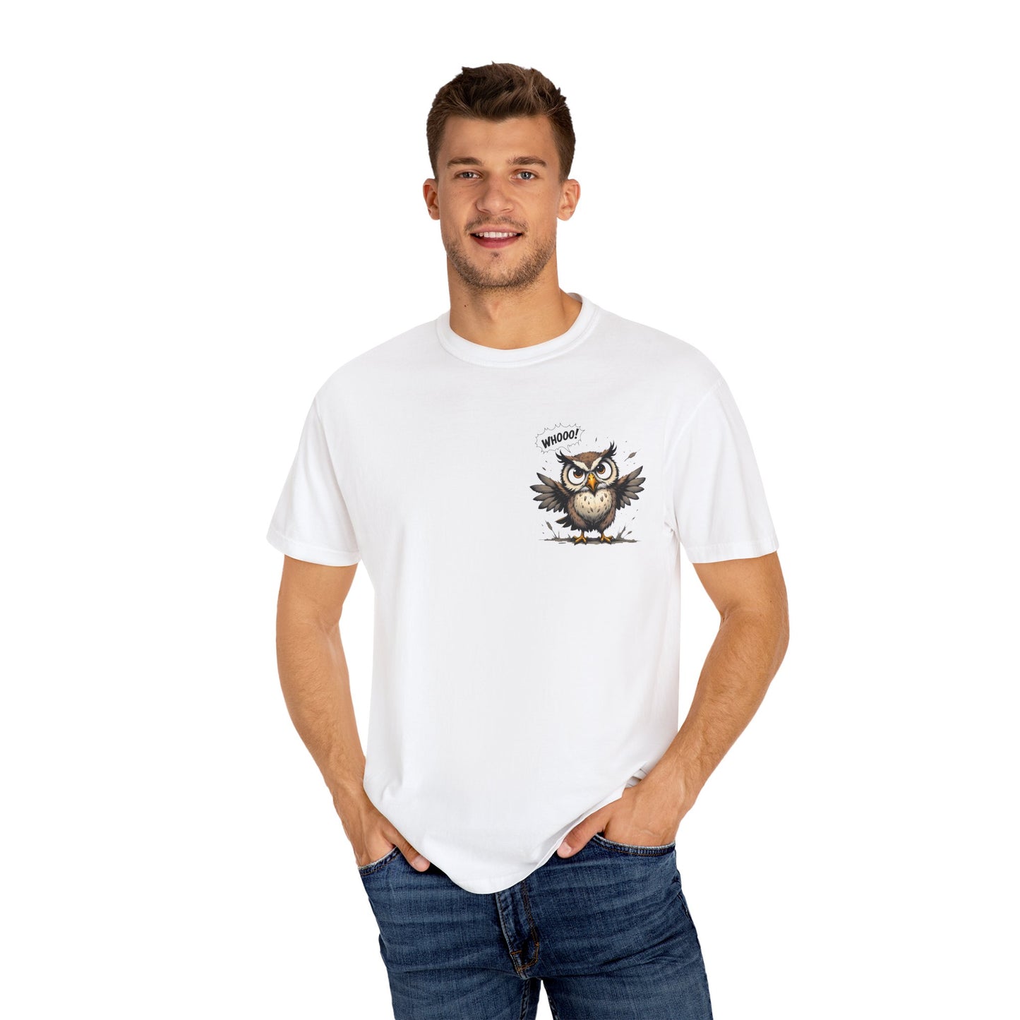Witty Owl Graphic Tee — "Whooo?" Cute Cartoon Owl T-Shirt