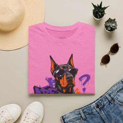 Doberman Graffiti T-Shirt — "You Sure?" Street Art Dog Tee