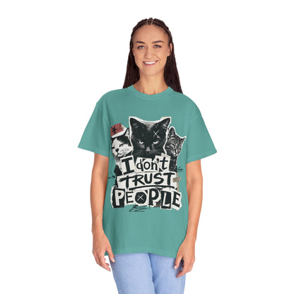 I Don’t Trust People Cat T-Shirt — Grunge Graphic Tee for Cat Lovers
