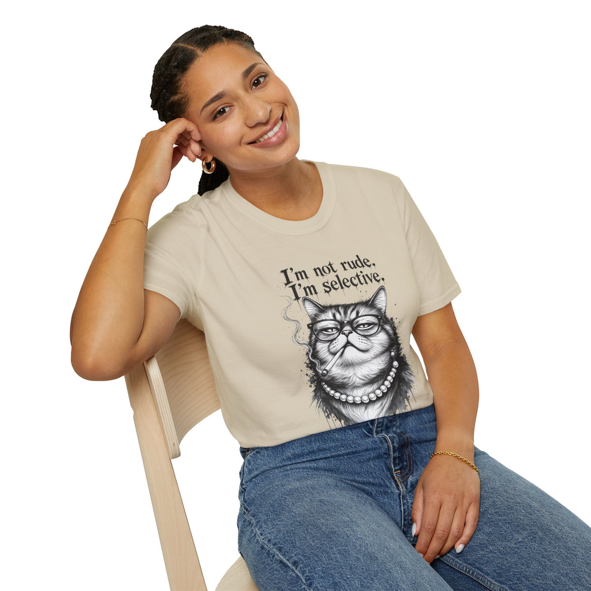 Cat Graphic T‑Shirt — "I'm Not Rude, I'm Selective" Funny Cat Tee