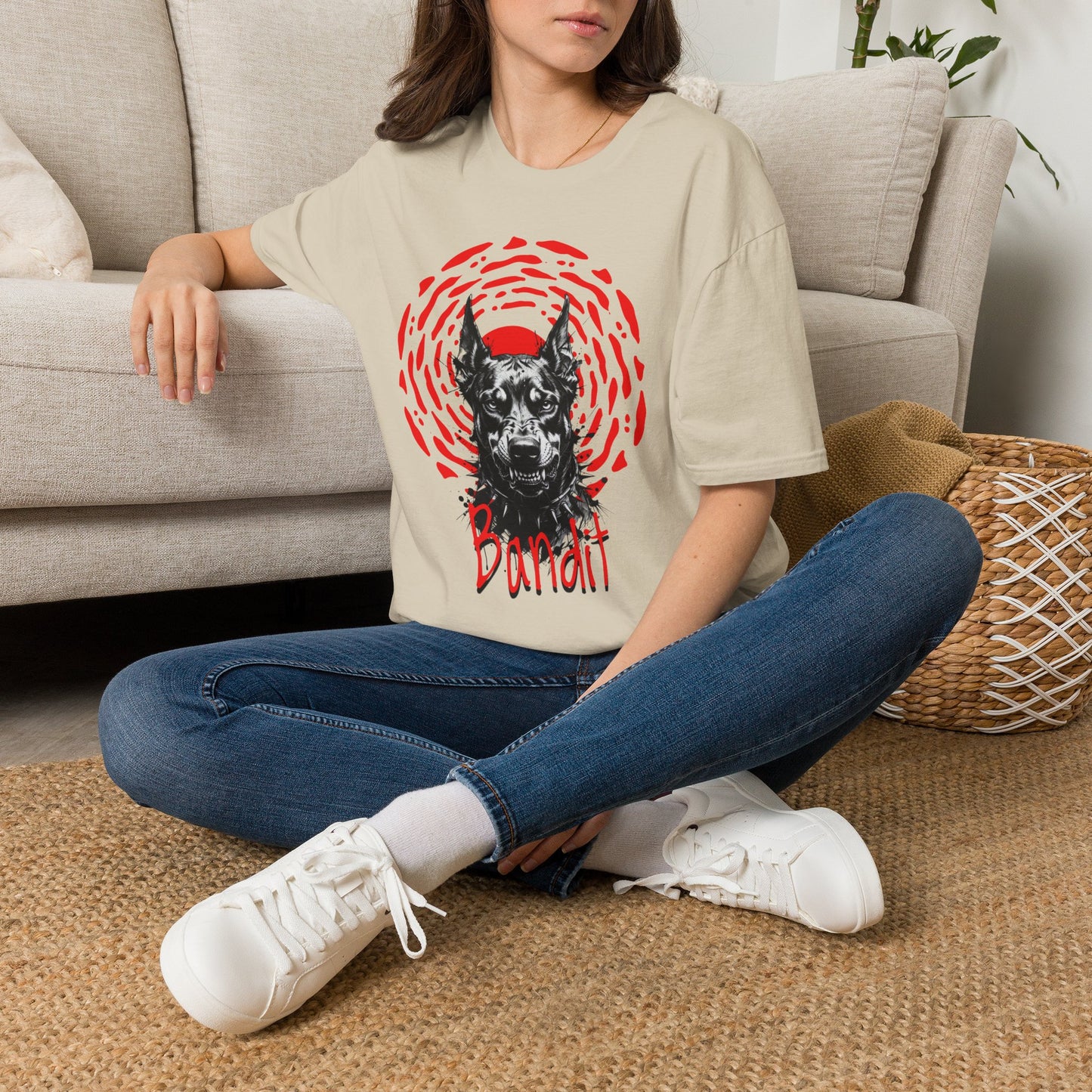 Doberman Graphic T-Shirt — Red Halo 'Bandit' Design