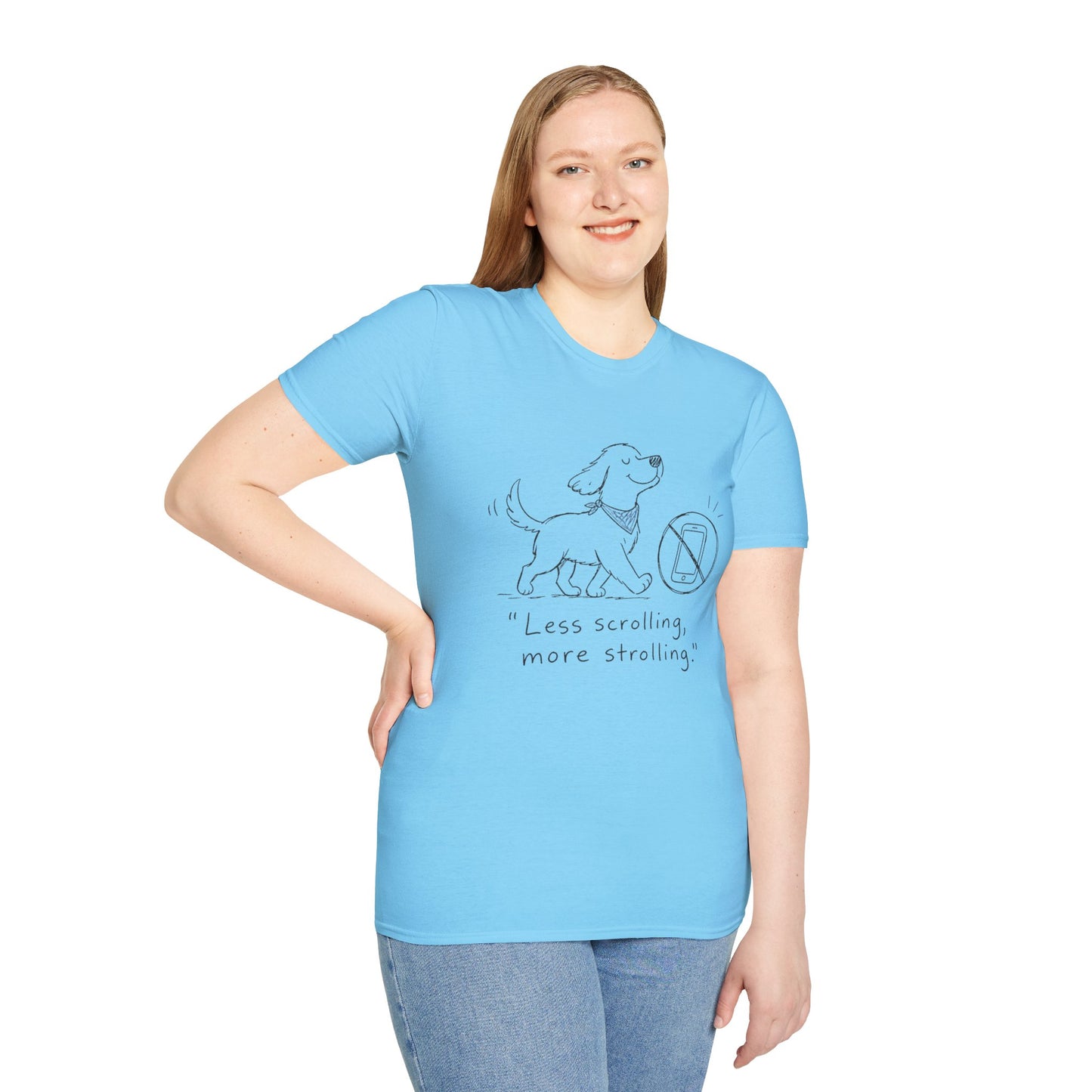 Less Scrolling, More Strolling Dog T-Shirt