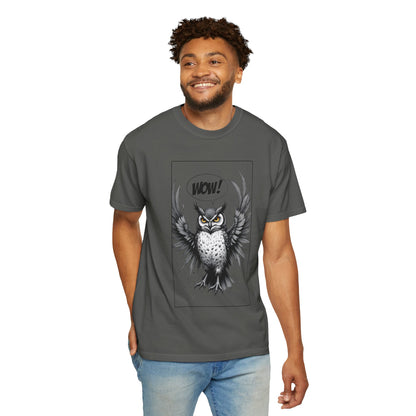 Owl Graphic T-Shirt — 'WOW!' Illustrated Night Owl Tee