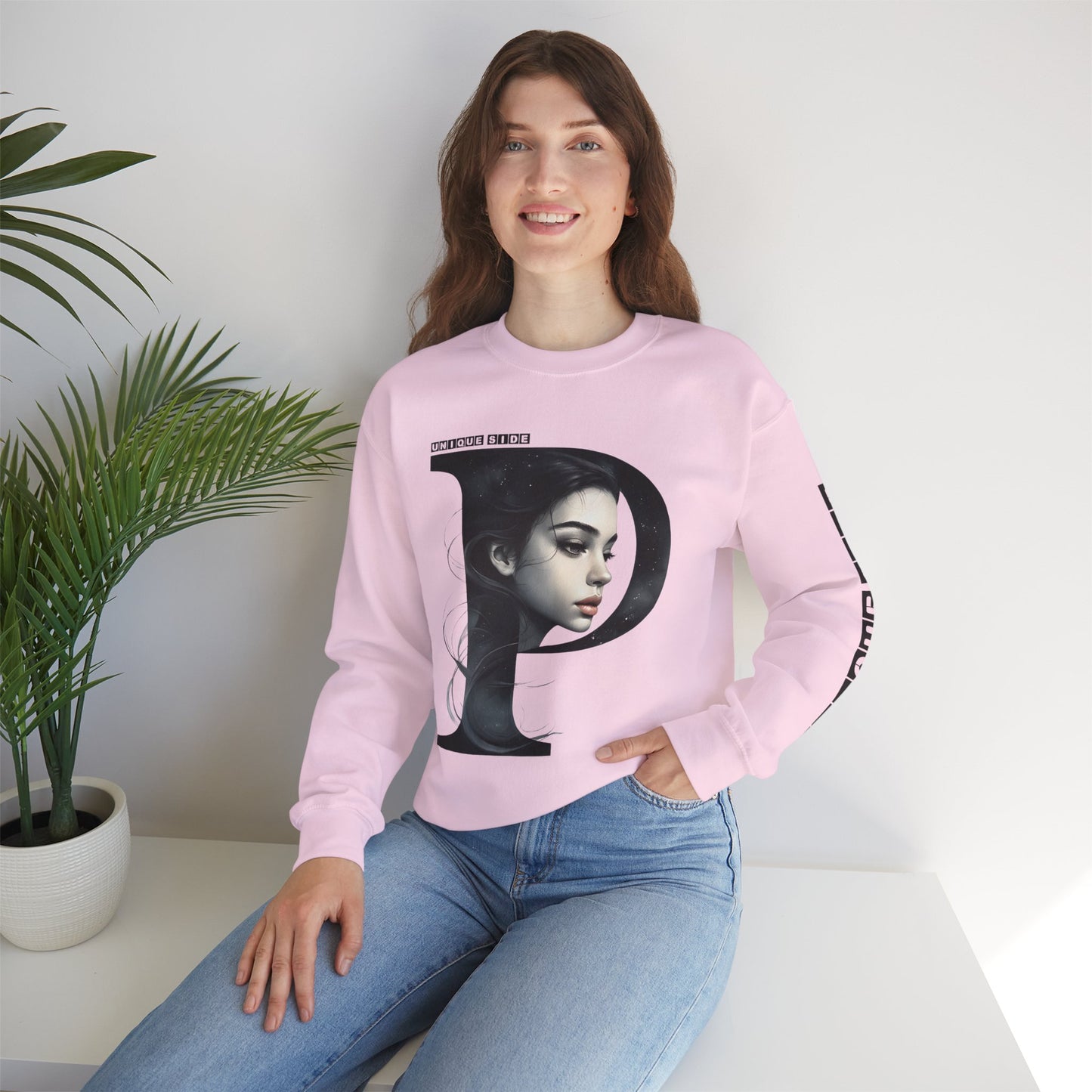 Letter P, Stylish Artistic Sweatshirt, Trendy Crewneck, Graphic Sweater, Cozy Unisex Top, Unique Gift for Art Lovers, Everyday Comfort