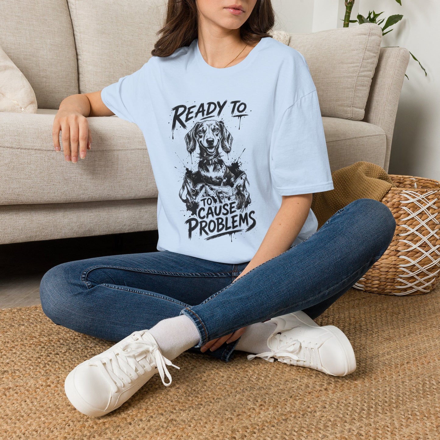 Ready To Cause Problems Dog T-Shirt — Funny Dachshund Graphic Tee