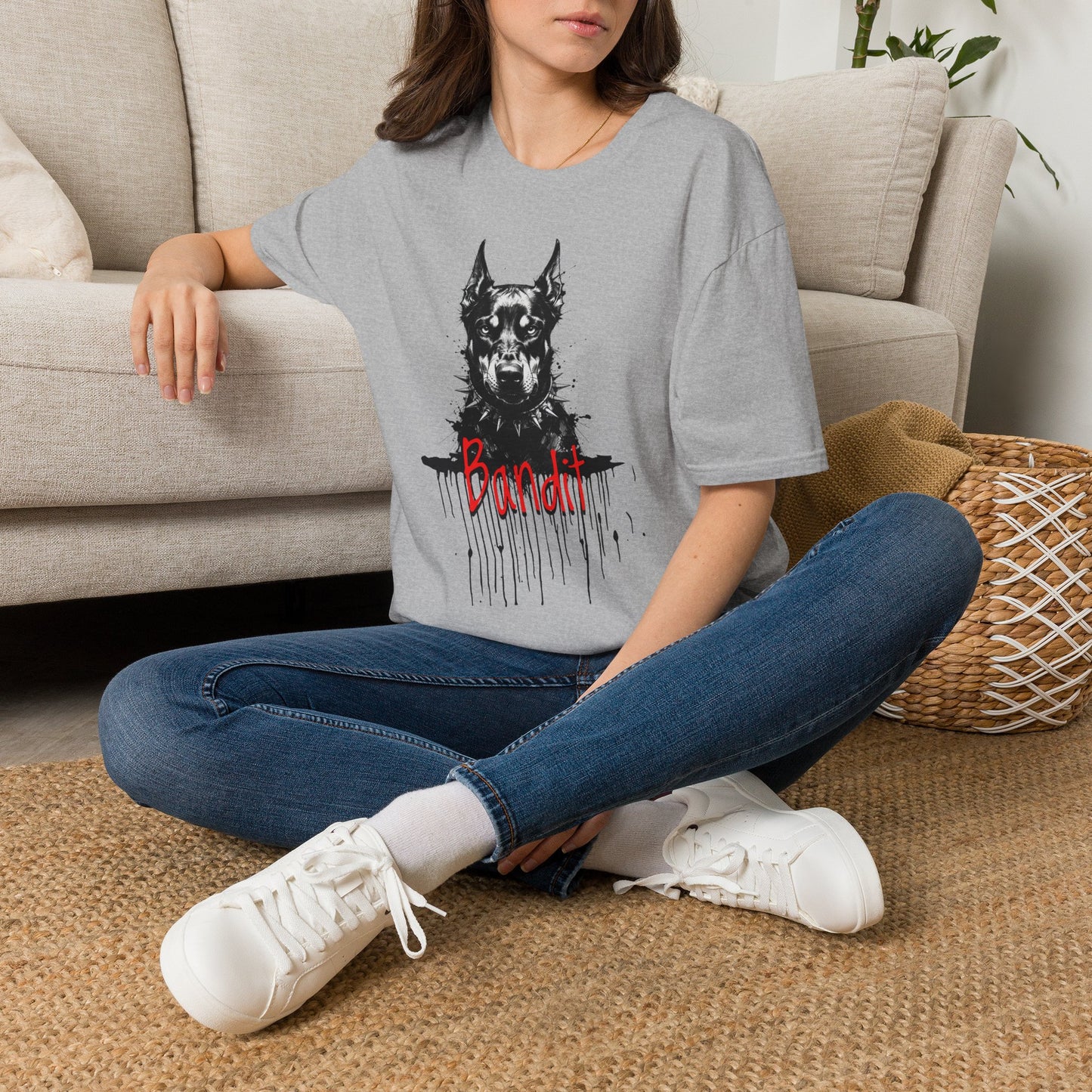 Doberman Portrait T-Shirt — "Warm Amour" Graphic Tee for Dog Lovers
