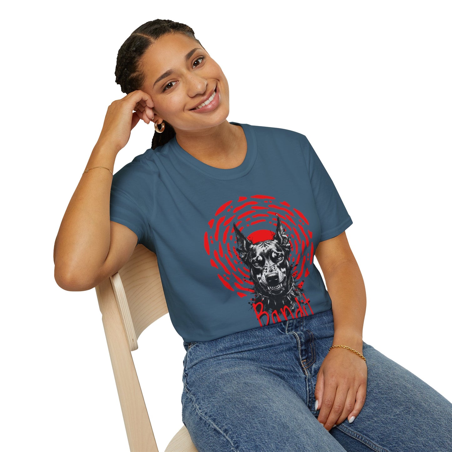 Doberman Graphic T-Shirt — Red Halo 'Bandit' Design